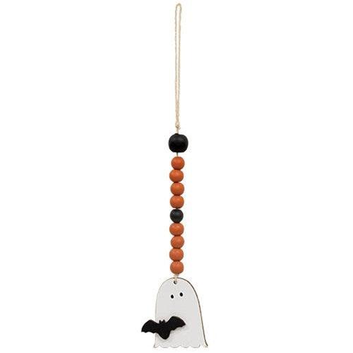 Orange & Black Beaded Ghost & Friend Ornament - The Fox Decor