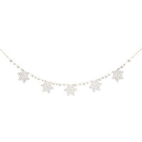 White Beaded Wooden Snowflake Cutout Garland - The Fox Decor