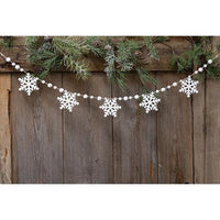 White Beaded Wooden Snowflake Cutout Garland - The Fox Decor