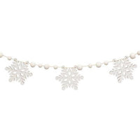 White Beaded Wooden Snowflake Cutout Garland - The Fox Decor