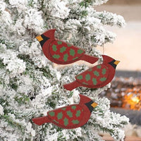 Thumbnail for Wooden Holly Cardinal Ornament 3 Asstd