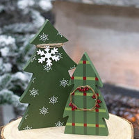 2 Set Snowflake & Plaid Chunky Tree Sitters - The Fox Decor