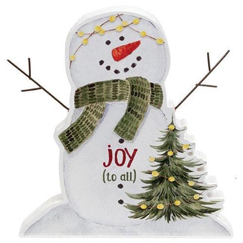 Joy (To All) Wooden Snowman Sitter - The Fox Decor