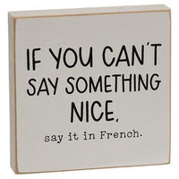 Say It In French Square Block 2 Asstd - The Fox Decor
