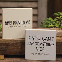 Say It In French Square Block 2 Asstd - The Fox Decor