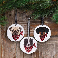 Thumbnail for Bah Hum Pug Round Ornament 3 Asstd - The Fox Decor