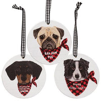 Thumbnail for Bah Hum Pug Round Ornament 3 Asstd - The Fox Decor