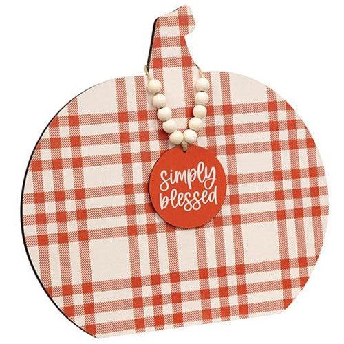 Plaid Fall Sayings Charm Pumpkin Easel 3 Asstd