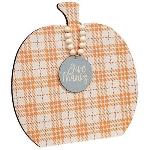 Plaid Fall Sayings Charm Pumpkin Easel 3 Asstd