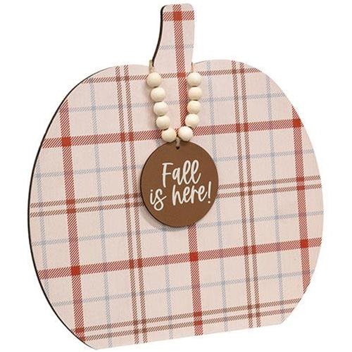 Plaid Fall Sayings Charm Pumpkin Easel 3 Asstd