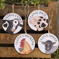 Thumbnail for I Love Farm Animals Round Ornament 4 Asstd