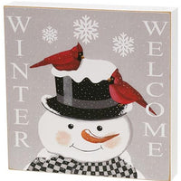 Thumbnail for Welcome Winter Snowman & Cardinal Box Sign