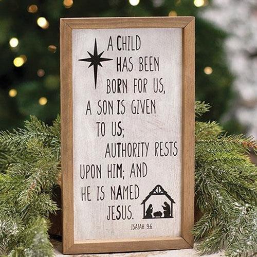 A Child Is Born Nativity Frame - The Fox Decor