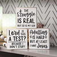 The Struggle Is Real Square Block 3 Asstd - The Fox Decor