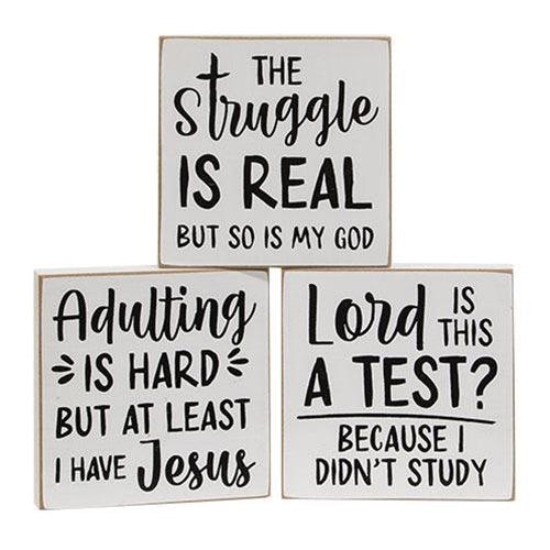 The Struggle Is Real Square Block 3 Asstd - The Fox Decor