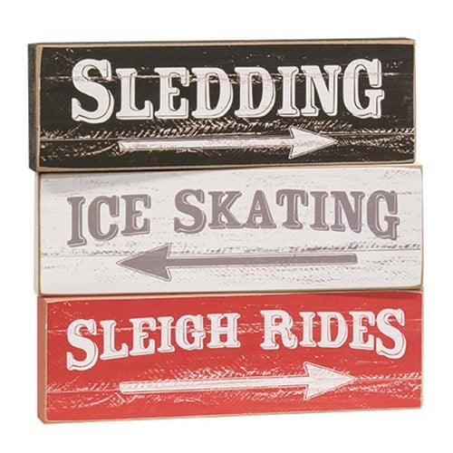 Distressed Wooden Sledding Block 3 Asstd - The Fox Decor