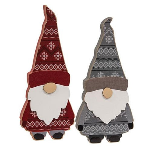 Layered Wooden Sweater Gnome Sitter 2 Asstd