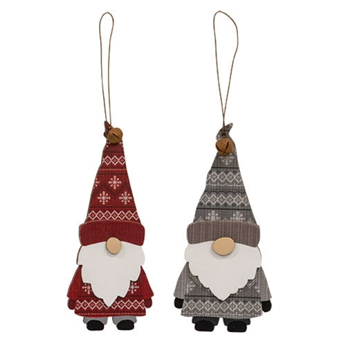 Layered Wooden Sweater Gnome Ornament 2 Asstd