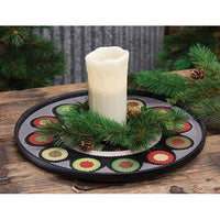 Holly & Berries Penny Mat Round Wooden Hanging Tray - The Fox Decor