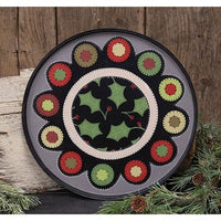 Holly & Berries Penny Mat Round Wooden Hanging Tray - The Fox Decor