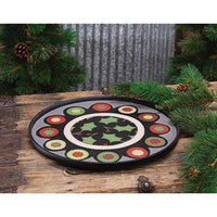 Holly & Berries Penny Mat Round Wooden Hanging Tray - The Fox Decor