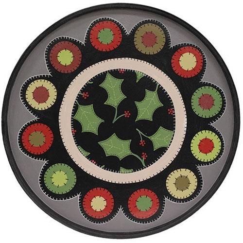 Holly & Berries Penny Mat Round Wooden Hanging Tray - The Fox Decor