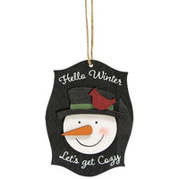 Let's Get Cozy Snowman Ornament 3 Asstd - The Fox Decor