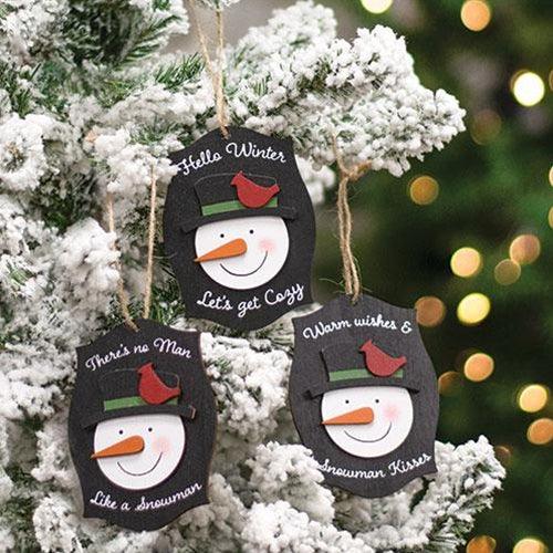 Let's Get Cozy Snowman Ornament 3 Asstd - The Fox Decor