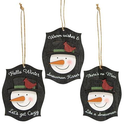Let's Get Cozy Snowman Ornament 3 Asstd - The Fox Decor