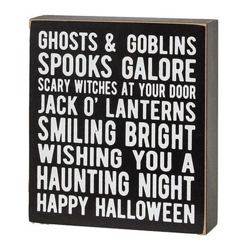 2 Set Ghosts & Goblins Box Sign With Ghost & Jack Easel - The Fox Decor