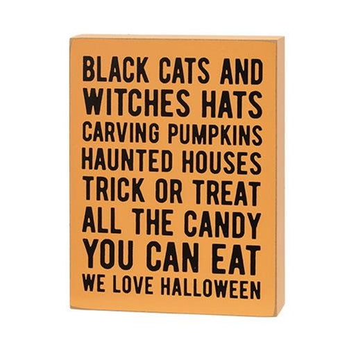 2 Set Black Cats & Witches Hats Box Sign with Jack Easel