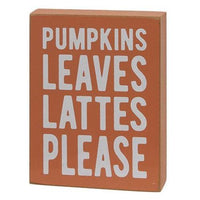 2 Set Pumpkins Leaves Box Sign with Pumpkin Spice Chunky Sitter - The Fox Decor