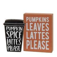 2 Set Pumpkins Leaves Box Sign with Pumpkin Spice Chunky Sitter - The Fox Decor