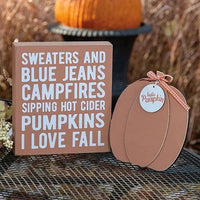 Thumbnail for 2 Set Sweaters and Blue Jeans Box Sign with Hello Pumpkin Easel - The Fox Decor