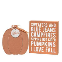 Thumbnail for 2 Set Sweaters and Blue Jeans Box Sign with Hello Pumpkin Easel - The Fox Decor