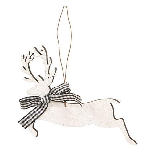 Wooden Glitter Reindeer Ornament 2 Asstd - The Fox Decor