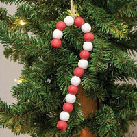 Thumbnail for Large Wooden Bead Candy Cane Ornament - The Fox Decor