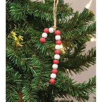 Mini Wooden Bead Candy Cane Ornament - The Fox Decor