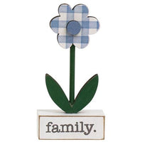 Thumbnail for 3 Set Home Blessed Family Gingham Check Daisies on Base - The Fox Decor