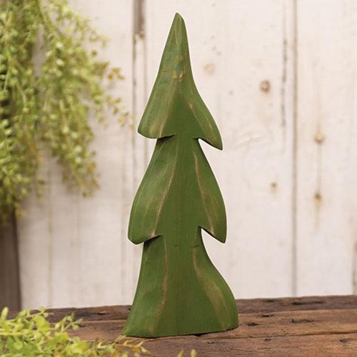 Distressed Wooden Pine Tree Sitter - The Fox Decor