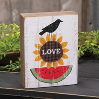 Crow Love Sunflower & Watermelon Box Sign - The Fox Decor
