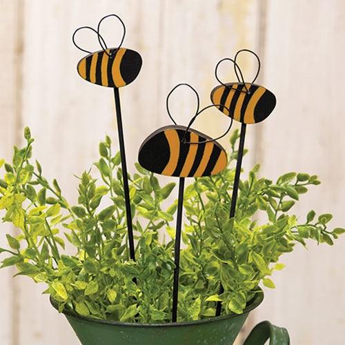 3 Set Wooden Bumblebee Plant Pokes - The Fox Decor
