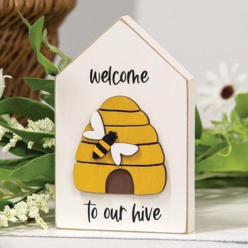 Welcome to Our Hive Wooden Block Sitter - The Fox Decor