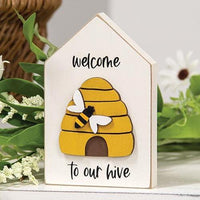 Welcome to Our Hive Wooden Block Sitter - The Fox Decor