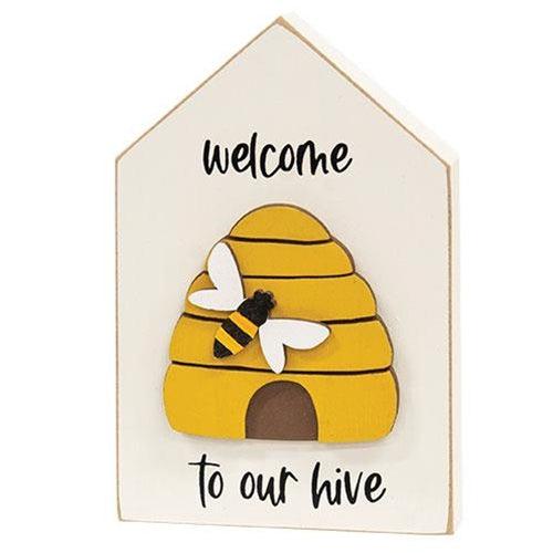 Welcome to Our Hive Wooden Block Sitter - The Fox Decor