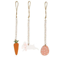 White Beaded Bunny Easter Egg or Carrot Ornament 3 Asstd - The Fox Decor
