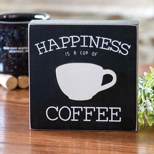 Happiness is a Cup of Coffee Box Sign - The Fox Decor