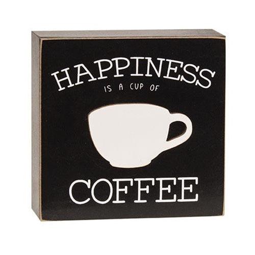 Happiness is a Cup of Coffee Box Sign - The Fox Decor