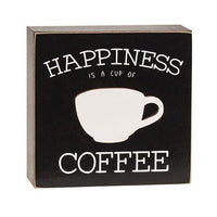 Happiness is a Cup of Coffee Box Sign - The Fox Decor