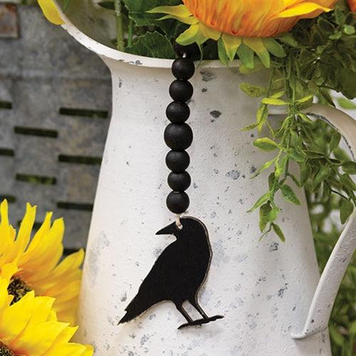 Wooden Beaded Crow Ornament